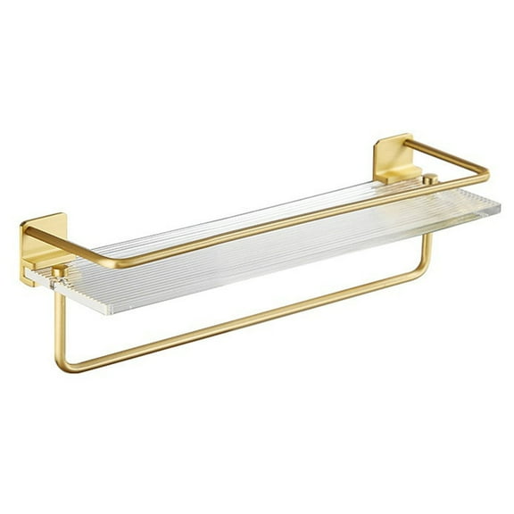 Nordic Floating Shower Caddy Shelf, Brushed Brass & Marble Wall Mounted Organizer for Bathroom