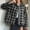 Black, variant on Womens Plaid Cropped Jackets Lightweight Zip up Casual Short Coat Fall Winter Trendy Outwear with Pockets New Khaki M