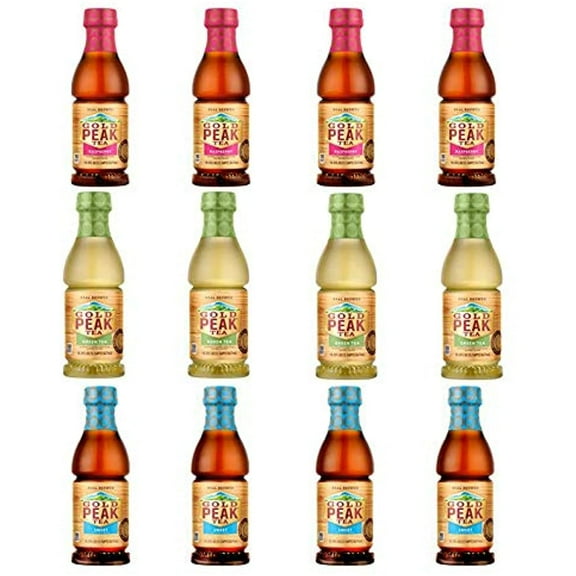 Luv Box - Variety Gold Peak Tea Pack 18.5Oz Bottle, 12Ct.,Raspberry,Sweet Tea.,Green Tea.