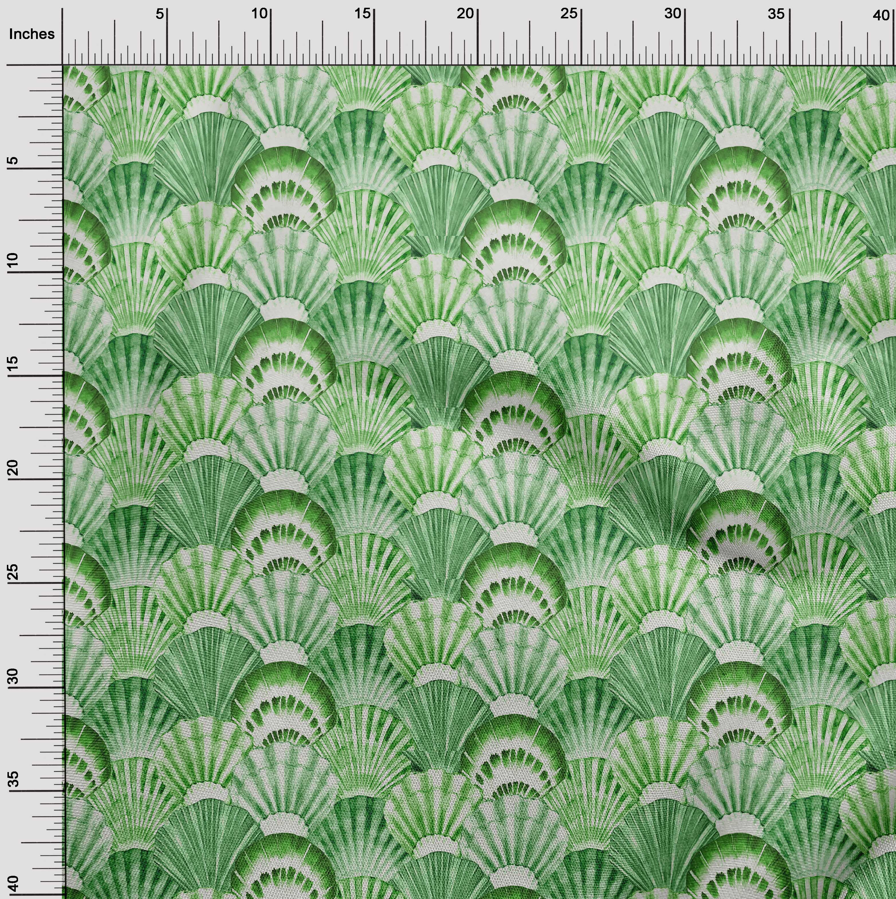 oneOone Rayon Light Green Fabric Sea Shells Ocean Quilting Supplies Print Sewing Fabric By The Yard 56 Inch Wide