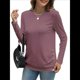 thumbnail image 2 of Camisas de Larga para Mujer, Túnicas, Blusas Holgadas, Elegantes, Cuello Redondo, Suéteres Básicos. Gris Rosado Pálido XL, 2 of 10