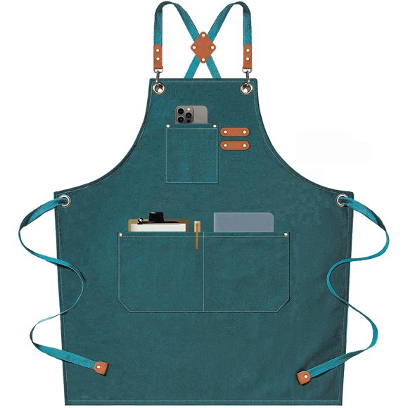 Delantal de lona Apron AFUN Chef para hombre y mujer, color verde oscuro