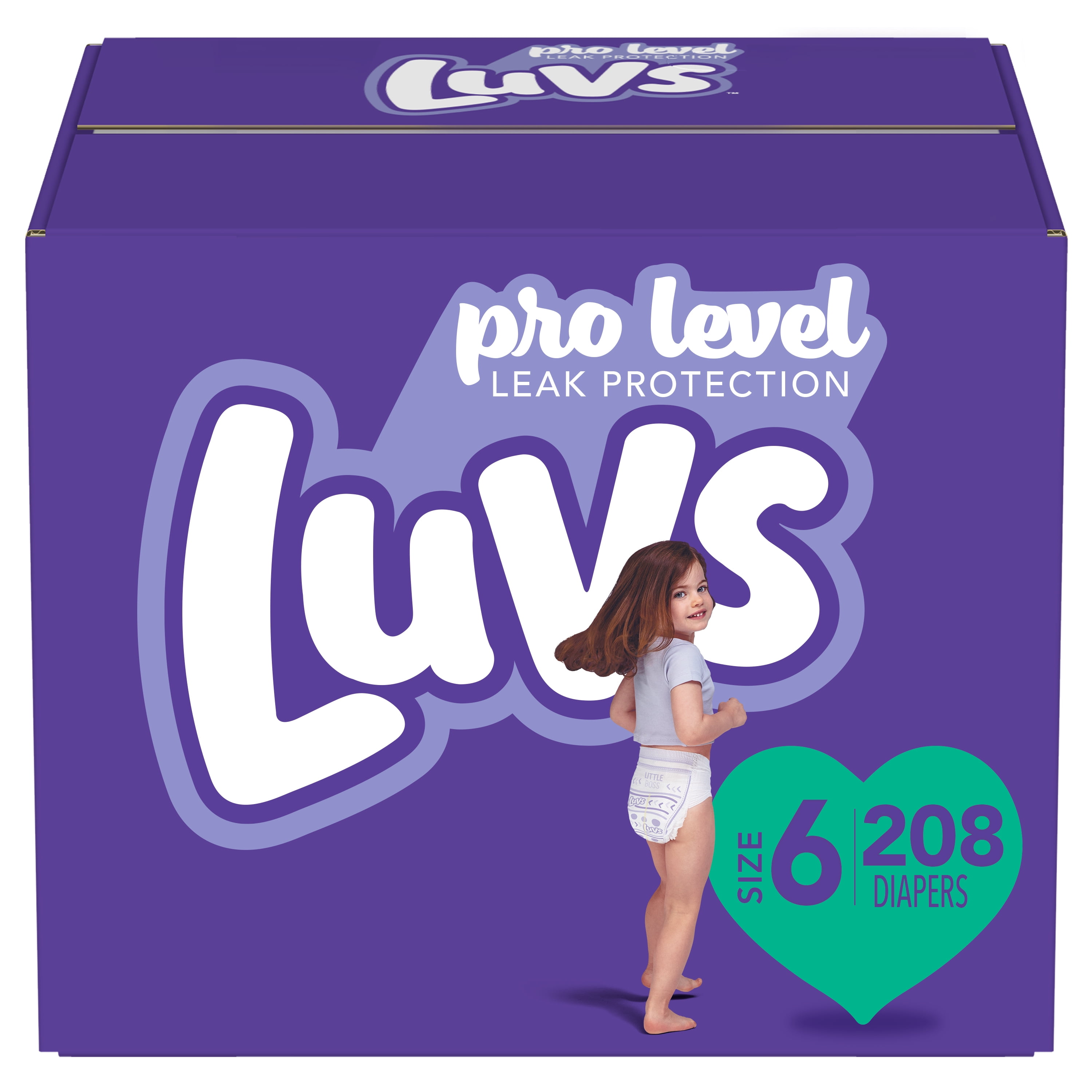 (2 pack) Luvs Triple Leakguards Extra Absorbent Diapers, Size 6, 208 Ct
