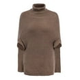 thumbnail image 6 of Hpapadks Sweaters for Women Knitted Turtleneck Sweaters Solid Color Slit Cape Style Poncho Coat Cable Knit Sweater Women Khaki One Size, 6 of 6