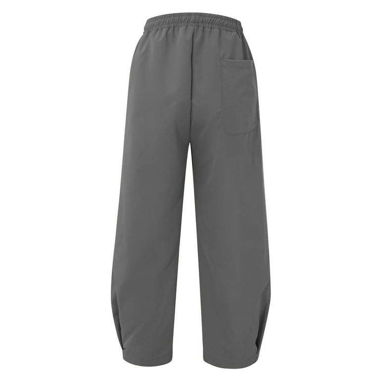 Grey Sweatpants For Men Male Casual Solid Woven Wide Leg