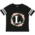thumbnail image 3 of Inktastic Monogram Letter L Rose Floral Wreath Gift Girls Toddler T-Shirt, 3 of 5