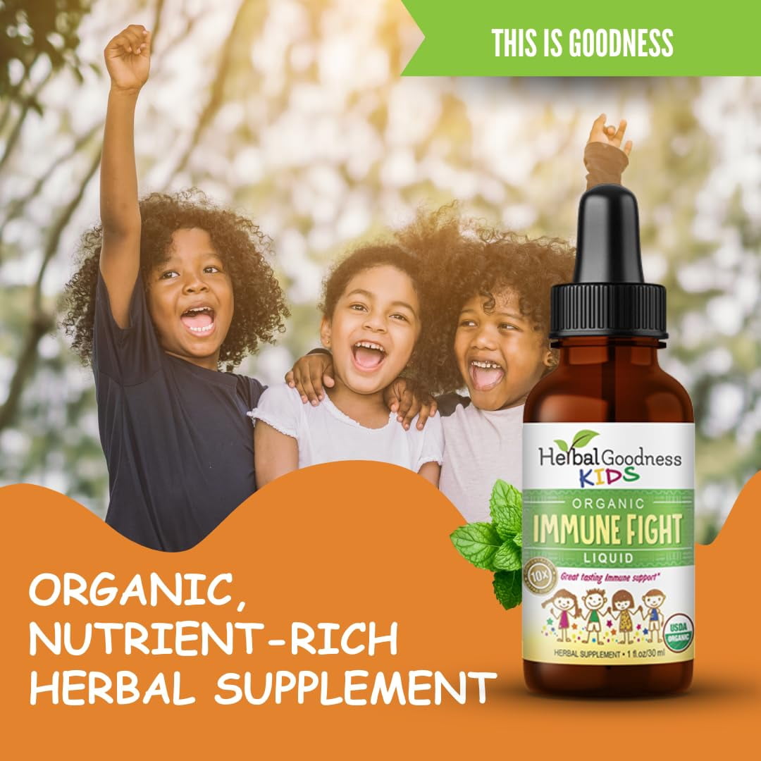 Kids Immune Support Liquid Extract Drops 1fl.oz, Turmeric, Ashwagandha for Kids, Children Immunity Booster Supplement - Herbal Goodness