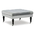 thumbnail image 1 of Linon Isabelle Square Upholstered Ottoman Black Legs in Light Gray Fabric, 1 of 7