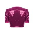 thumbnail image 4 of inlzdz Womens Glitter Sequins Short Sleeve Open Front Cropped Jacket Cardigan Hot Pink 4XL, 4 of 5