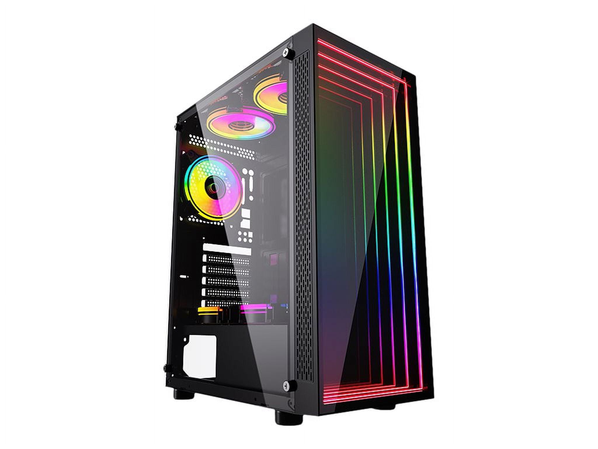 Bluegears  Bgears b-Optillusion Gaming PC ATX case, Special Optical Illusion ARGB Front Panel, Tempered Glass Side. USB3.0, Support up to EATX Motherboard. Fan Not Included.
