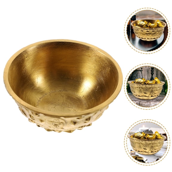 UPOUART 1Pcs Round Brass Bowl Decorative for Desktop Decoration Golden