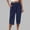 Navy, variant on YTCAMLO Linen Pants for Women Fashion Elastic Waist Loose Capri Pants with Pockets Lightweight Comfy Plus Size Button Office Pants