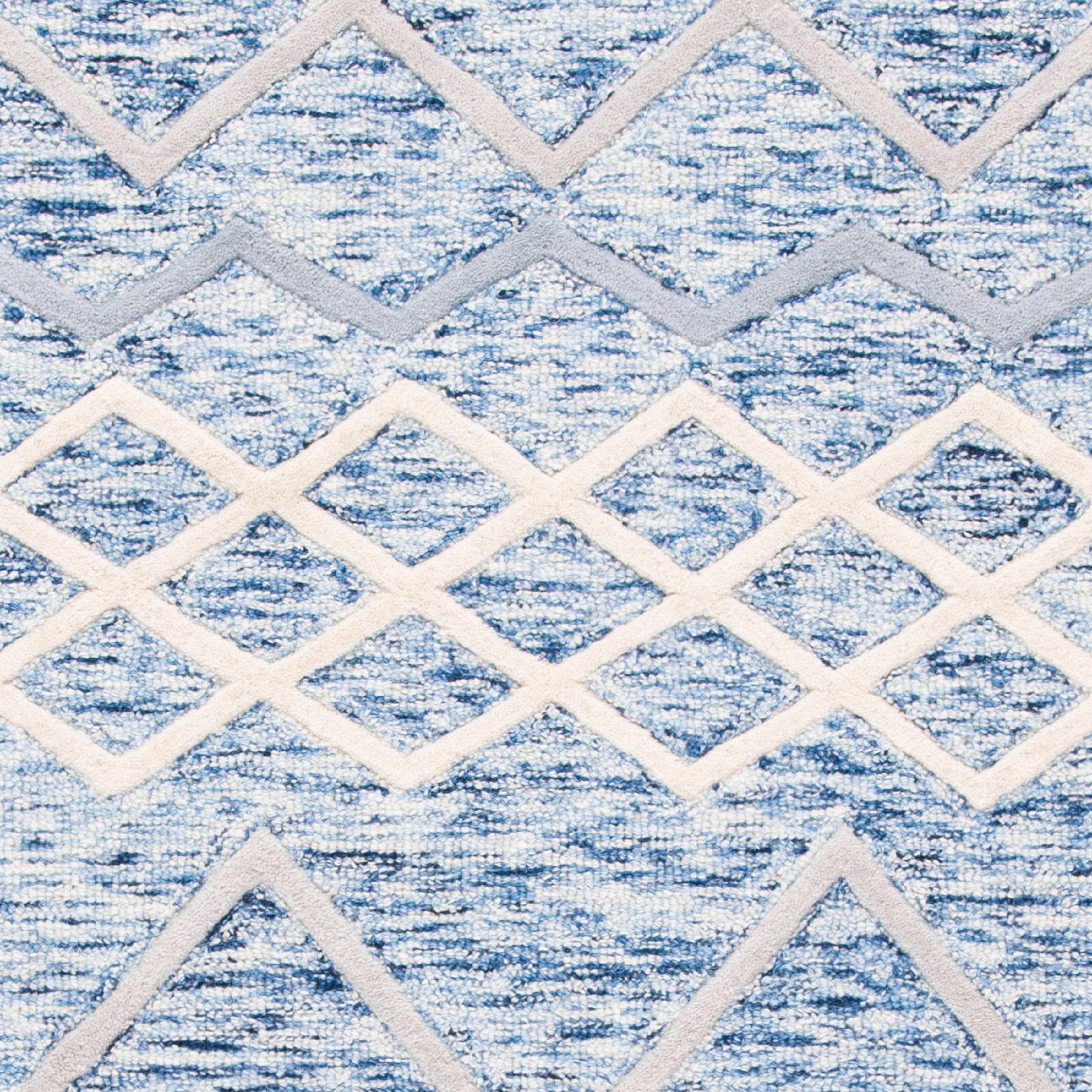 SAFAVIEH Glamour Drew Geometric Chevron Wool Runner Rug, Blue/Ivory, 2'3" x 8'