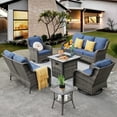 thumbnail image 2 of Ovios 6 Pieces Outdoor Patio Furniture with Fire Pit Table Wicker Patio Sectional Sofa with Swivel Chairs for Backyard, 2 of 3
