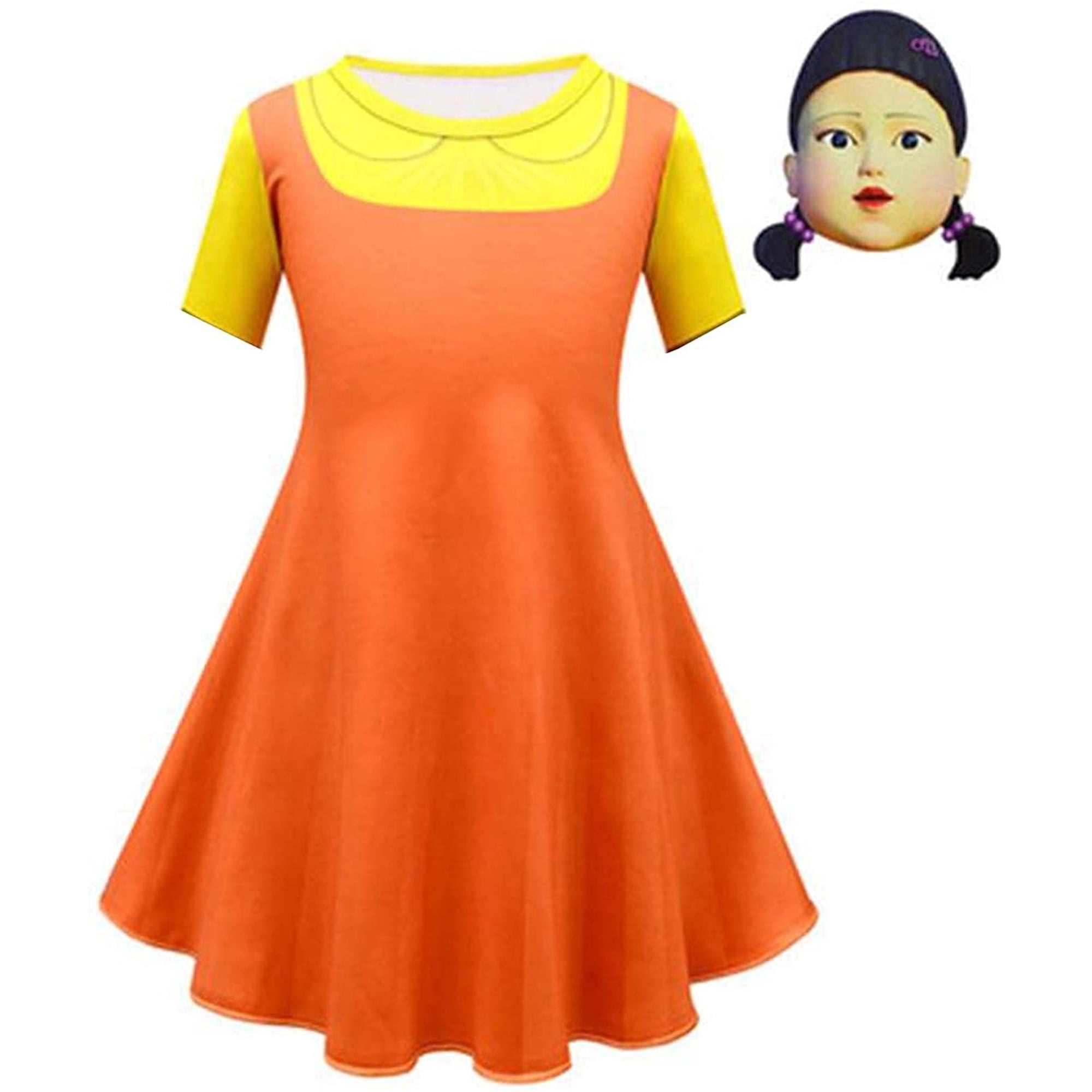 Squid Game Costume Creepy Doll Girls Outfits and Mask for Women Girls,  Yellow Shirts and Sun Dress, Size 4-14 US | Walmart Canada