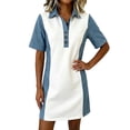 thumbnail image 2 of Noric Women's Casual Short Sleeve Dresses Lapel Button Down with Contrast Panel Relaxed Fit Shift Dresses, 2 of 9