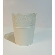 Ikea Skurar White 6" Tall Epoxy Powdered Galvanized Steel Lacey Pot Container