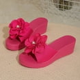 thumbnail image 6 of Women's Wedge Slide Sandals Casual Floral Decor Thick Sole Platform Wedge Heel Open Toe Summer Beach Slide Sandals for Women, 6 of 10