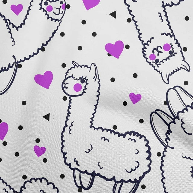 oneOone Rayon White Fabric Sheep Nursery Decor Craft Projects Decor Fabric Printed By The Yard 56 Inch Wide