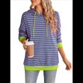 thumbnail image 1 of Sudadera con Capucha A Rayas para Mujer, Estilo Adolescente, para Otoño. Rosa Verde L, 1 of 10
