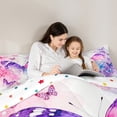 thumbnail image 5 of Manfei Girly Pink Butterfly 7-Piece Twin Bedding Sets for Girls, Fairy Tale Bedding Comforter Set, Cute Watercolor Moth Reversible Sheet Sets, Microfiber Bedroom Decor, 5 of 8
