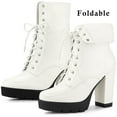 thumbnail image 2 of Unique Bargains Bottines à Plateforme à Talon Épais à Lacets Pliables pour Femmes, 2 of 7