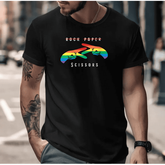 Rock Paper Scissors Funny Cartoon Hand Sign Retro Humor Artwork Unisex T-Shirt V90444, up to size 5XL