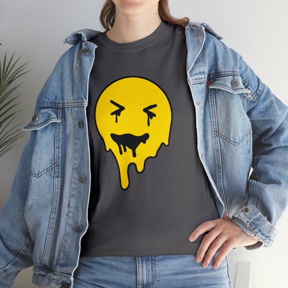 Dripping smiley face graphic t shirt Unisex Heavy Cotton Tee