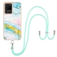 thumbnail image 2 of Galaxy S20 Ultra Case, Allytech Luxury Marble Pattern Rubber Flexible TPU Drop Protection Anti-scratch Lanyard Back Cover for Girls Women Case for Samsung Galaxy S20 Ultra, Green Pink, 2 of 4