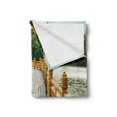 thumbnail image 2 of Countryside Soft Flannel Fleece Blanket, Bridge Timber Warm Tone Tourist Attractions River Traveling Waterscape, Cozy Plush for Indoor and Outdoor Use, 70" x 90", Mustard Tan Green, by Ambesonne, 2 of 5