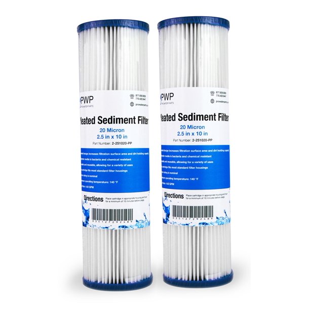 Pleated Poly Sediment Water Filter Cartridge Standard 2.5x10" 20 Micron