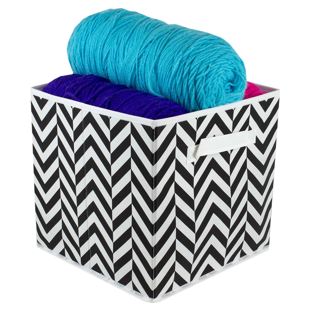 Chevron Collapsible NonWoven Storage Cube, Black