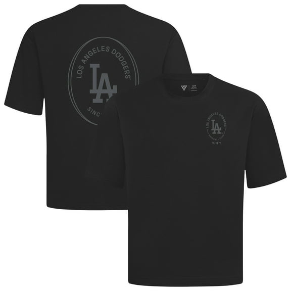 Men's Levelwear Black Los Angeles Dodgers Register Oversized Luxe Signature Knit T-Shirt