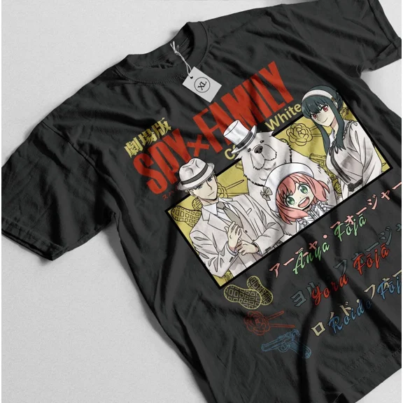 Spy Family T-Shirt Loid Anya Bon Forger Unisex Manga Anime Black Shirt