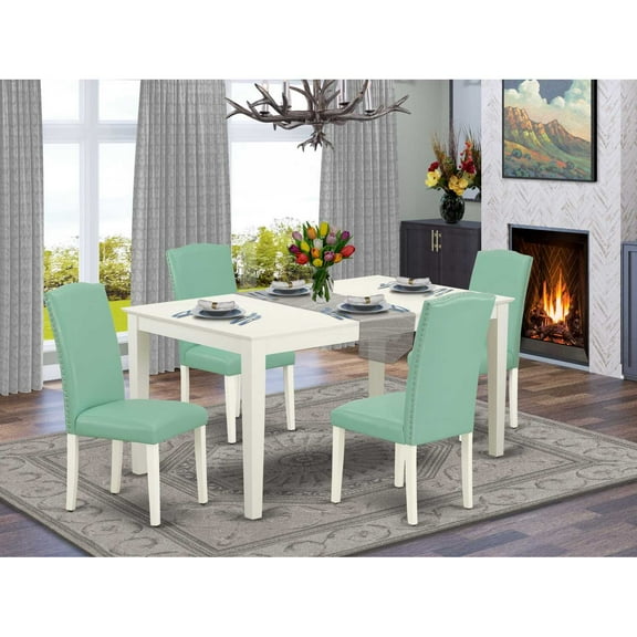 East West Furniture Dining Room Set Linen White, CAEN5-LWH-57