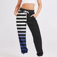 thumbnail image 3 of UTSJKR Sweatpants for Women Drawstring High Waist Striped Gradient Cinch Bottom Sports Pants Baggy Workout Fleece Joggers Lounge Pants Black S, 3 of 5