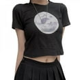 thumbnail image 3 of Women's t-Shirt Korean Printed Round Neck Slim Female Top All-Match Navel Short Sleeve t-Shirts Saco Vetements Femmes, 3 of 5