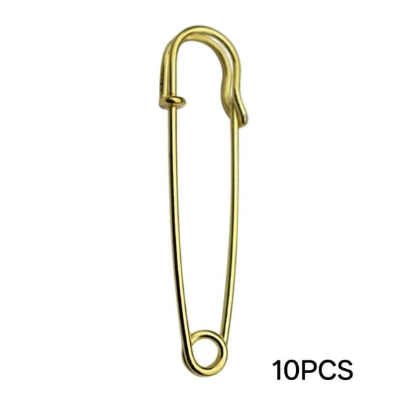 DESIGNICE 10Pcs Safety Pins,Thickened Design Safety Pins,Steel Material Large Safety Pins,Gold-1