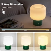 FANHAO Touch Bedside Table Lamp with Glass, 4000mAH, 3-Way Dimmable, Mushroom Lamp for Bedroom