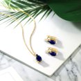 thumbnail image 4 of Gem Stone King Oval Blue Sapphire 18K Yellow Gold Plated Silver Pendant and Earrings Jewelry Set 7.58 Ct, 4 of 4