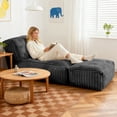 thumbnail image 7 of S-HOME Ergonomic Chaise Lounge Sofa Bed Flannelette - Multi-Scene for Reading, Working, and Gaming, Daek Grey, 7 of 7