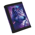 thumbnail image 2 of Psesaysky Elastic Polyester Toddler Wallet with Secure Slim Kids Trifold Wallet for Sports, Galaxy Wolf Pattern Trifold Card Wallet, 2 of 7