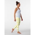 thumbnail image 5 of Small YELLOW and WHITE Horizontal Stripes Leggings Tight fitting woman Clothing fitness Womens Leggings, 5 of 6