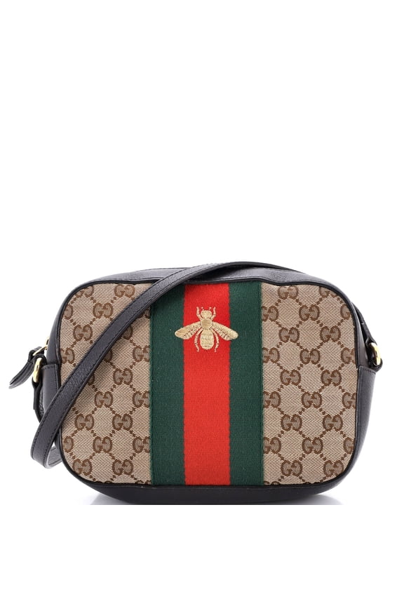 Pre-Owned Bee Web Camera Bag GG Canvas By Rebag