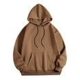 thumbnail image 2 of Dyfzdhu Hoodies for Women Casual Solid Color Long Sleeve Hooded Oversized Sweatshirt Pullover Coffee, 2 of 9