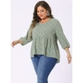 thumbnail image 2 of DARING DIVA Women's Plus Floral Ruffle Flowy Babydoll Blouse 3X Green, 2 of 6