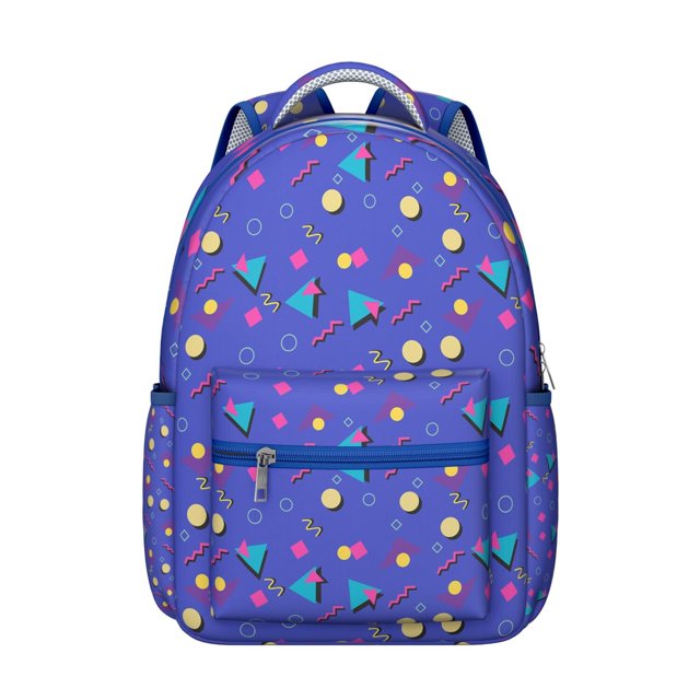 Abstract Boho Students Backpack Geometric Watercolor Rainbow Gradient Design with Starry Night Ocean Beach Scenery