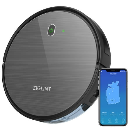 ZIGLINT D5 Robot Vacuum Cleaner 1800Pa High Suction, Alexa & Google Home Connectivity, APP Controls, 4 Cleaning Modes for Pet Fur, Hair, Works for Hard Floor to