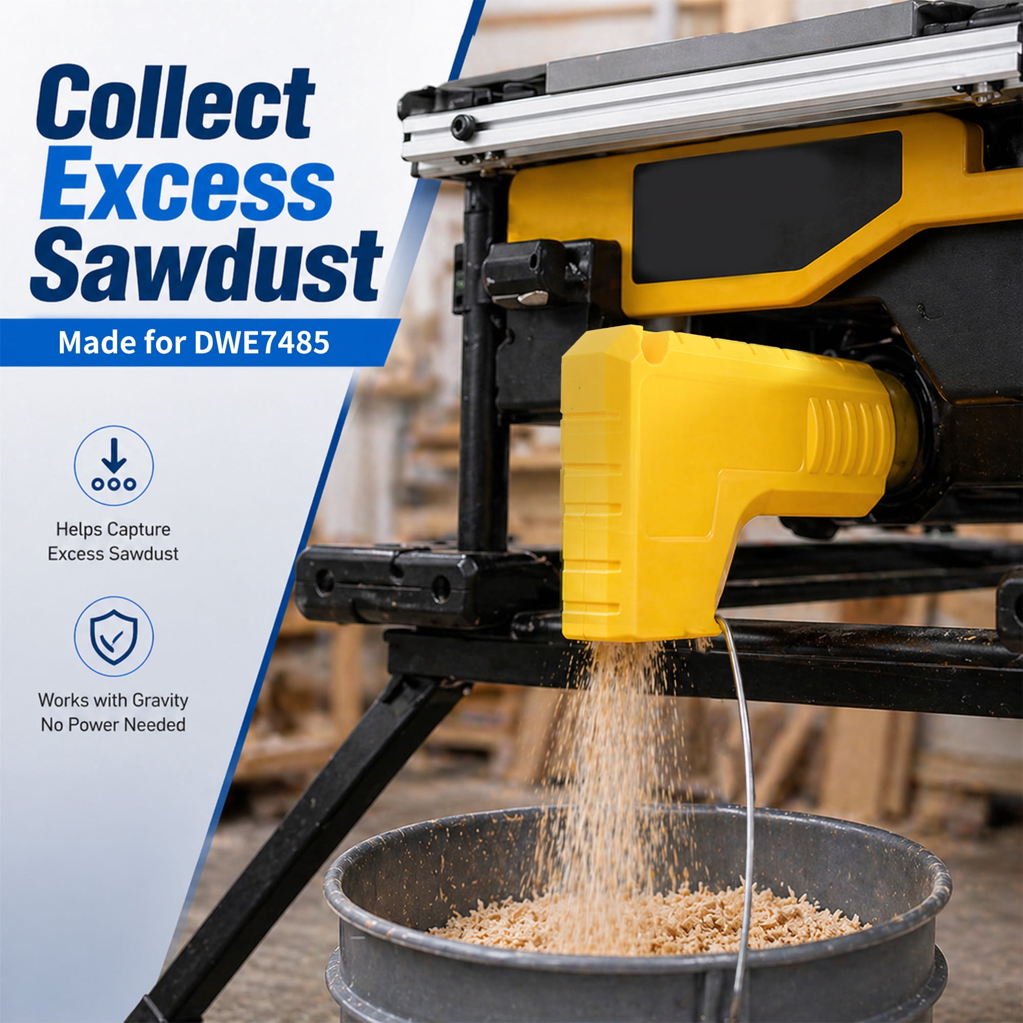 HI-REEKE Table Saw Dust Collector Adapter for D'ewalt Gravity Powered Dust Collection Attachment 2.5 Inch