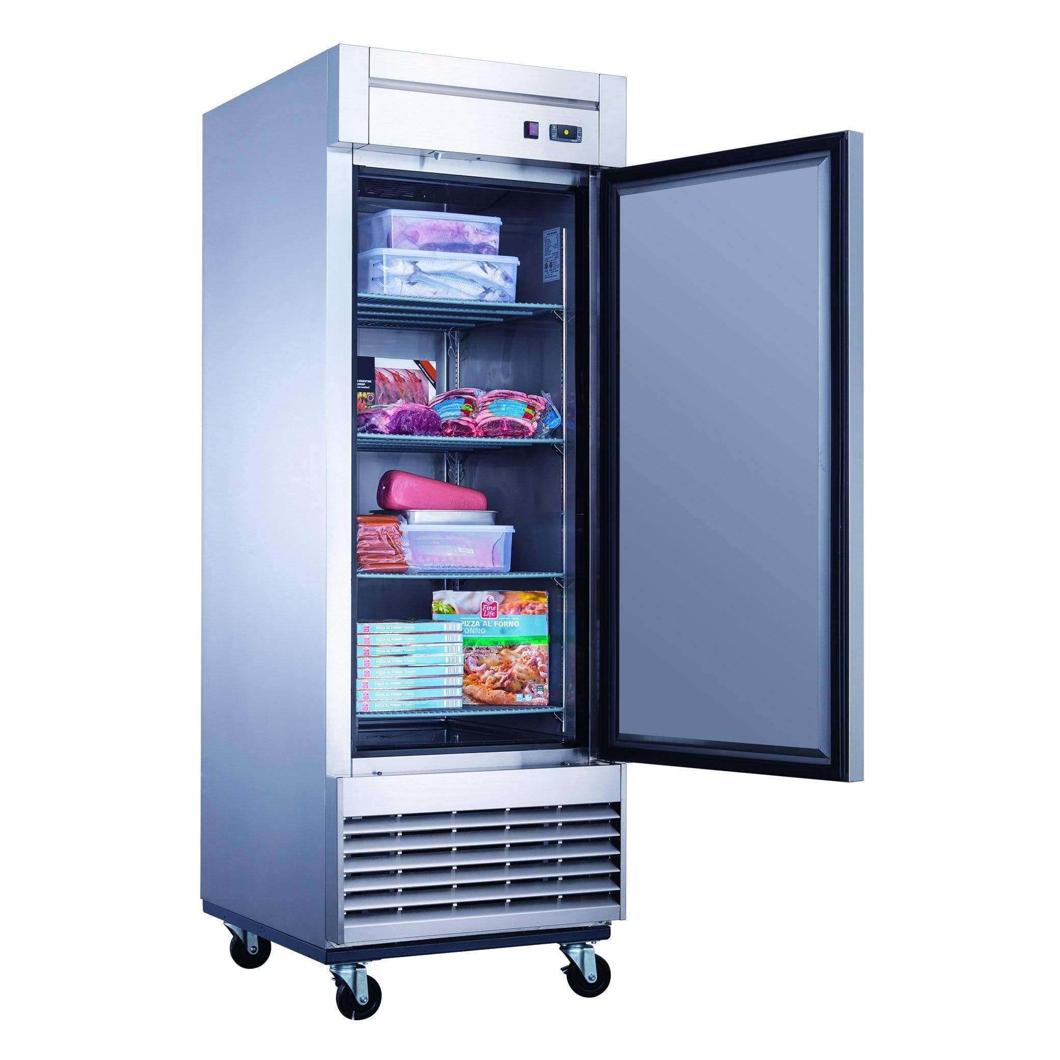 D28F Single Door Commercial Freezer in Stainless Steel